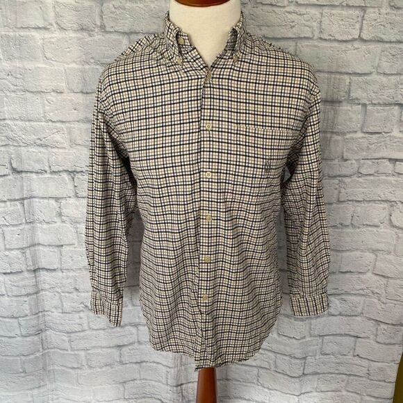 Nautica men M 100% cotton button down long sleeve plaid shirt - Picture 1 of 12